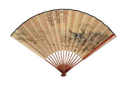 蒲华 秋江独钓 成扇